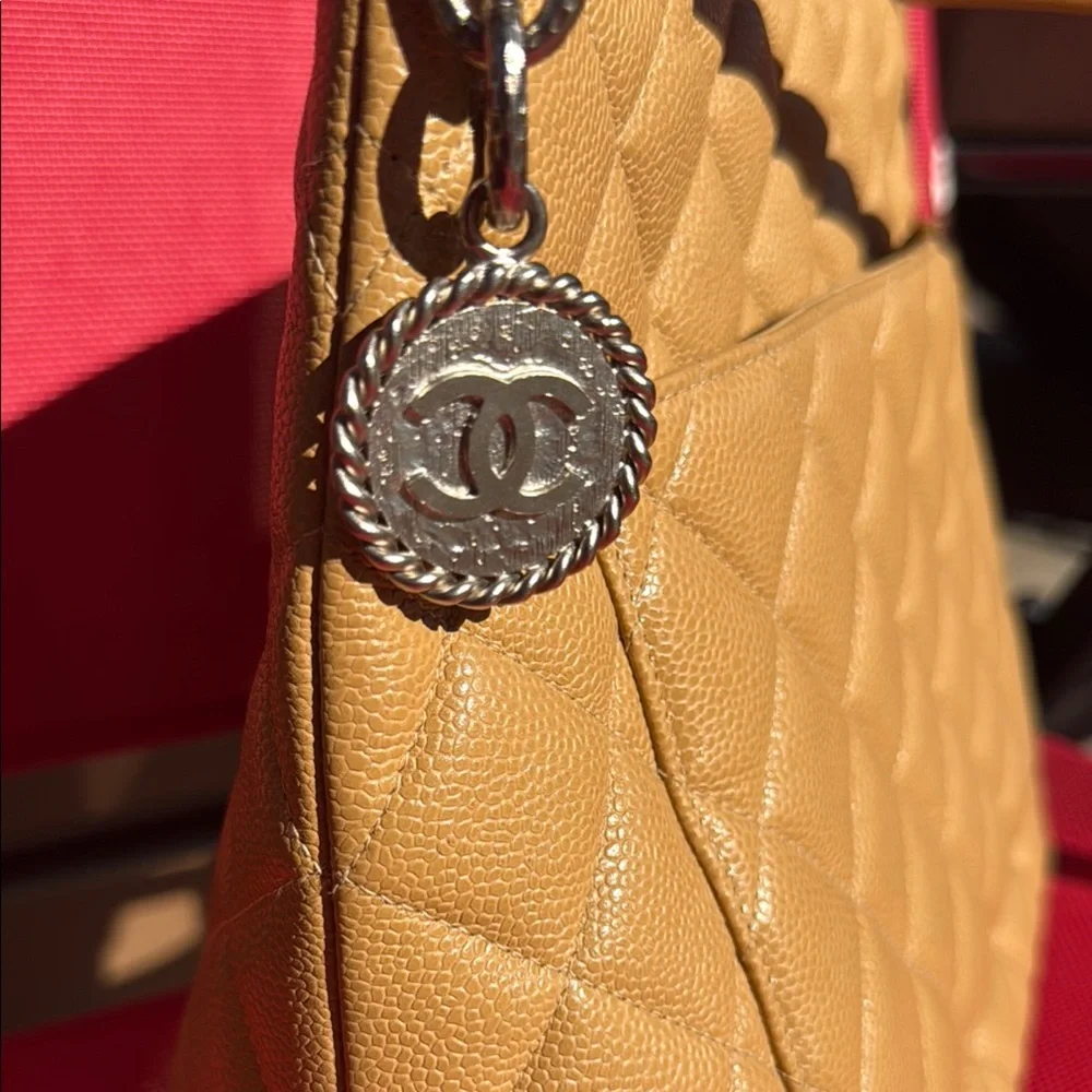 EUC! Chanel Caviar Leather Medallion Shoulder Bag also Tan Quilted Tote Bag - Picture 3 of 6